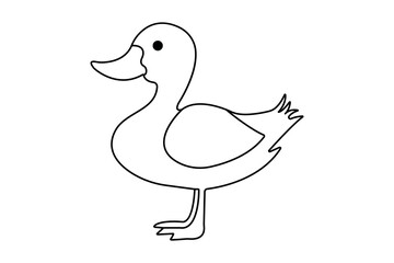 Duck continuous one line drawing with outline vector illustration
