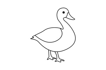 Duck continuous one line drawing with outline vector illustration