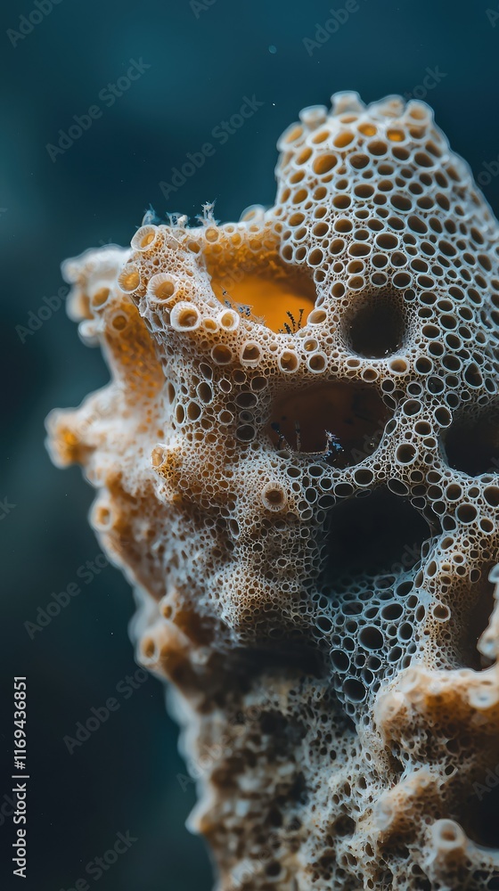 Poster macro shot of coral structure with unique patterns and textures