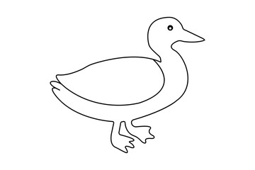 Fototapeta premium Duck continuous one line drawing with outline vector illustration