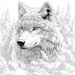 Portrait Noble Wolf Crystal Mountain Pass Coloring