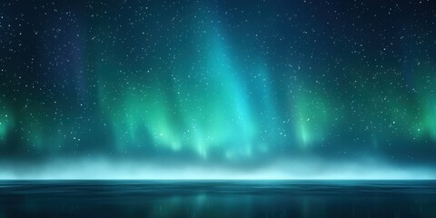 Breathtaking aurora borealis display arctic ocean night sky natural phenomenon panoramic view celestial beauty