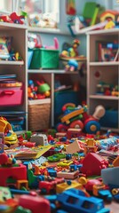 Bright and Colorful Playroom Filled with Assorted Children's Toys