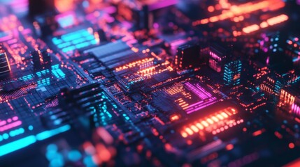 Obraz premium Vibrant High-Tech Circuit Board with Modern Aesthetics