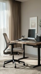 Modern Home Office with Stylish Desk and Ergonomic Chair Design