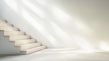 Naklejka premium Stairs leading upward minimalist interior architectural design soft natural lighting ground view serenity concept