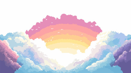 Enhanced pixel art of clouds and rainbow game weather for creative projects
