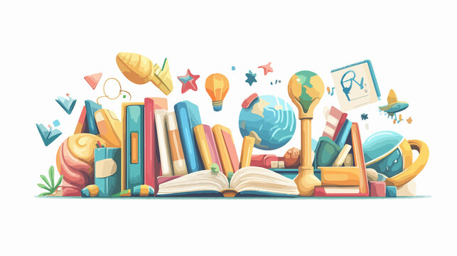 Educational Elements Cartoon Illustration for Teaching Materials and Presentations