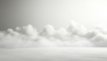 Serene Monochrome Landscape Clouds Over a Calm Snowy Plain