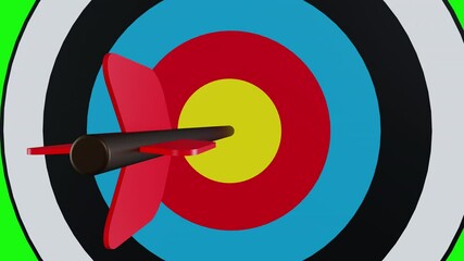 3D render arrow dart hitting the goal target for show the successful goal on black background.
