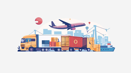 Fototapeta premium Global Cargo Delivery Logistics Supply Chain Management Concept