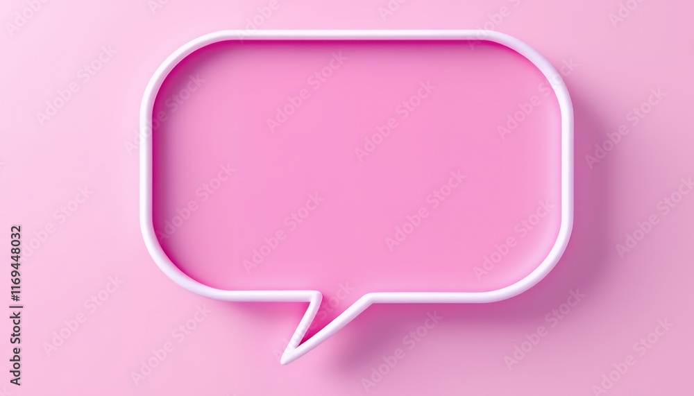 Poster pink speech bubble 3d render minimalist design blank space for text message communication