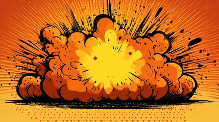 Fiery Explosion Comic Book Style Illustration