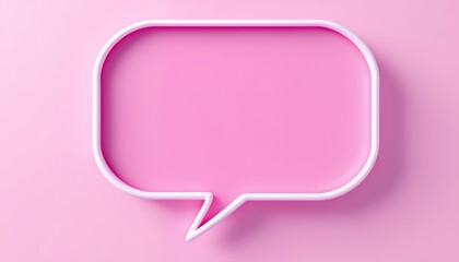 Pink Speech Bubble 3D Render Minimalist Design Blank Space for Text Message Communication