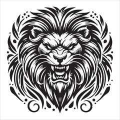 lion head silhouette vector