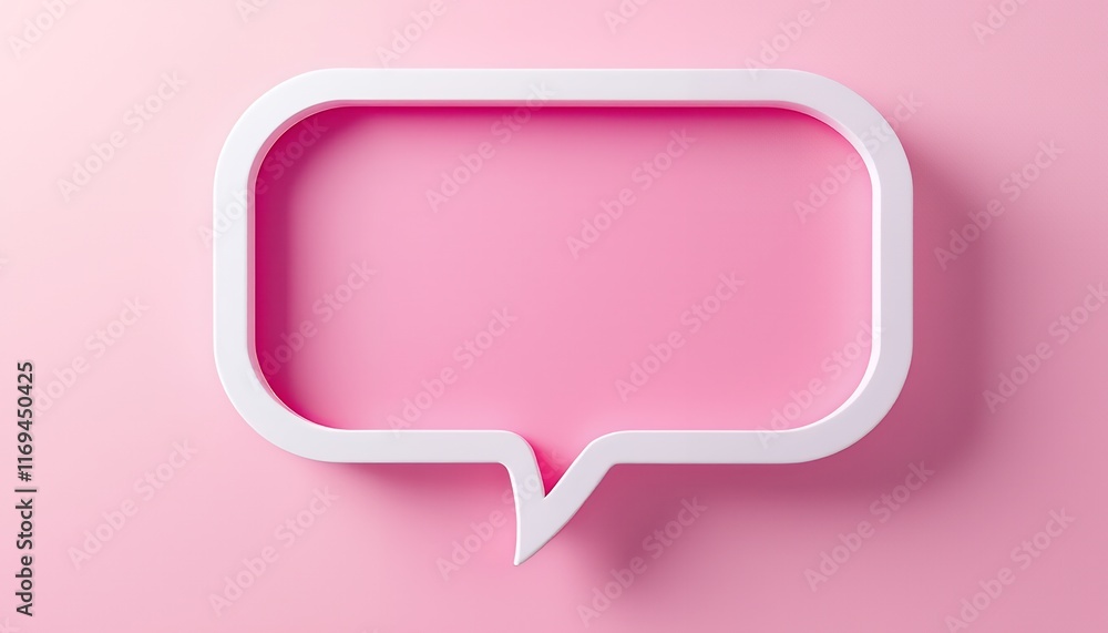 Poster abstract pink background with a 3d white speech bubble for communication and messaging concepts