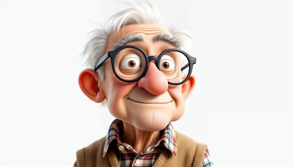 A Delightful 3D Render of a Cheerful Elderly Gentleman