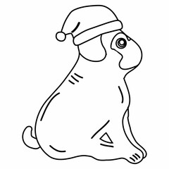 A dog in a Santa Claus hat.