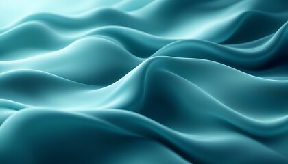 Obraz premium Abstract Teal Waves: Smooth, Flowing, Serene Teal Fabric Texture Background