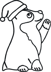 A dog in a Santa Claus hat.