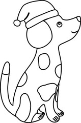 A dog in a Santa Claus hat.