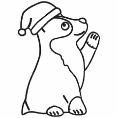 A dog in a Santa Claus hat.