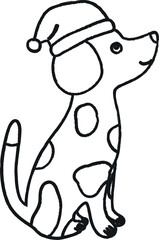 A dog in a Santa Claus hat.