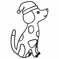 A dog in a Santa Claus hat.