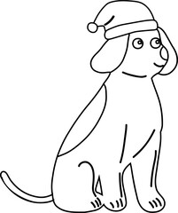 A dog in a Santa Claus hat.