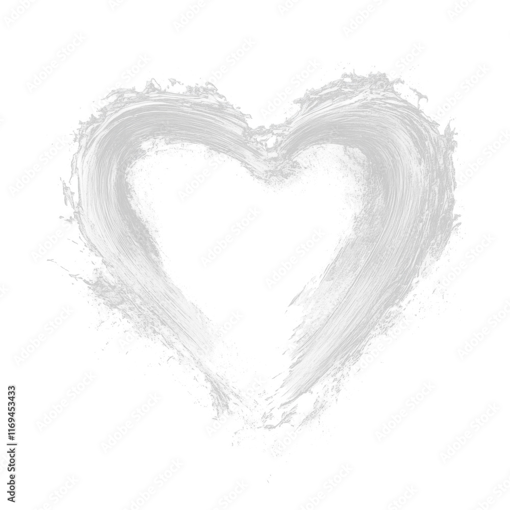 Aufkleber black heart outlined with faint, textured brush strokes, isolated on transparency background, creati