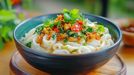 Khanom Jeen Nam Ya Kati - Coconut Milk Curry with Rice Noodles.