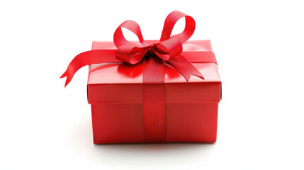 Obraz premium red gift box isolated on white