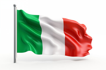 Obraz premium Italian flag on a white background, featuring the iconic green, white, and red tricolor design, perfect for educational, cultural, or creative projects celebrating Italy's heritage and national.