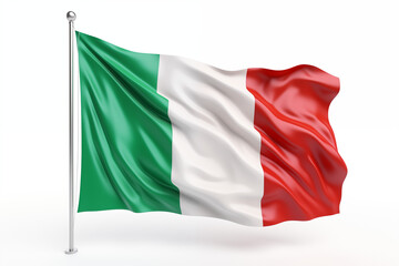 Italian flag on a white background, featuring the iconic green, white, and red tricolor design, perfect for educational, cultural, or creative projects celebrating Italy's heritage and national.