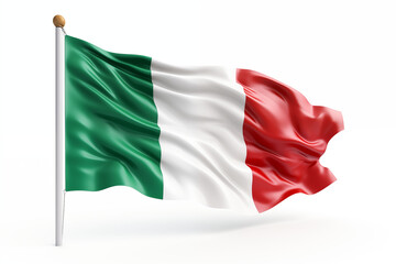 Obraz premium Italian flag on a white background, featuring the iconic green, white, and red tricolor design, perfect for educational, cultural, or creative projects celebrating Italy's heritage and national.