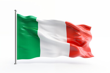 Italian flag on a white background, featuring the iconic green, white, and red tricolor design, perfect for educational, cultural, or creative projects celebrating Italy's heritage and national.