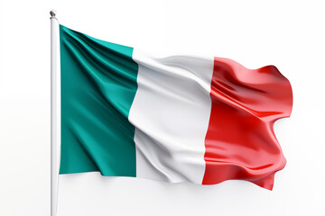 Obraz premium Italian flag on a white background, featuring the iconic green, white, and red tricolor design, perfect for educational, cultural, or creative projects celebrating Italy's heritage and national.