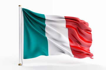 Italian flag on a white background, featuring the iconic green, white, and red tricolor design, perfect for educational, cultural, or creative projects celebrating Italy's heritage and national.