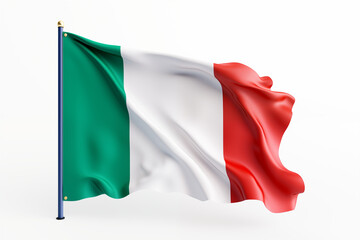 Italian flag on a white background, featuring the iconic green, white, and red tricolor design, perfect for educational, cultural, or creative projects celebrating Italy's heritage and national.