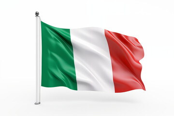 Fototapeta premium Italian flag on a white background, featuring the iconic green, white, and red tricolor design, perfect for educational, cultural, or creative projects celebrating Italy's heritage and national.