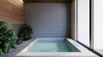 Modern light interior small swimming pool room