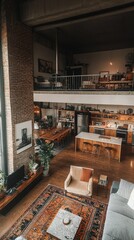 Obraz premium Cozy Modern Loft Interior with Open Space and Warm Ambiance