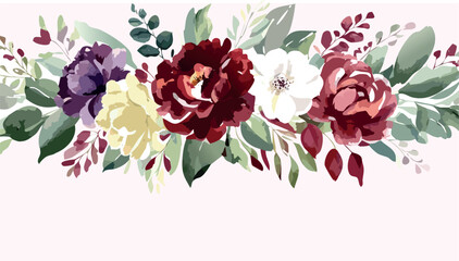 Pastel watercolor floral background design, vector illustration.watercolor flowers. floral illustration, Leaf and buds. Botanic composition for wedding or greeting card. branch of flowers.