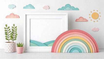 3d papercut cute rainbow gradient illustration background