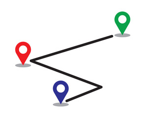Map route icon. Gps path symbol. Travel signs. Roadmap symbols. start and finish icons. Vector isolated sign.
