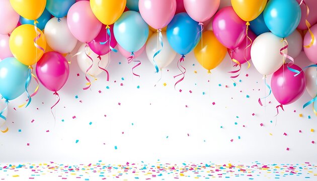 Colorful Balloons and Confetti Celebration Festive Party Background