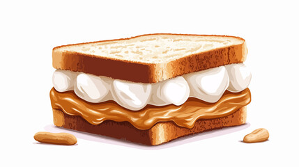Fluffernutter Sandwich Vector Art with Fluffy Marshmallow for Designs