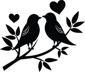 Birds in love Silhouette vector, valentine special vector 
