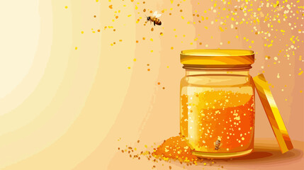 Jar of Bee Pollen on Light Background Vector Illustration