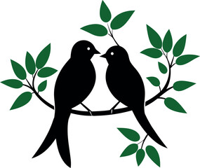 Birds in love Silhouette vector, valentine special vector 